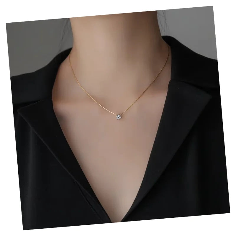 DAIHE 2023 New Fashion Fine Jewelry Classic Single Diamond Necklace Men Women Necklace