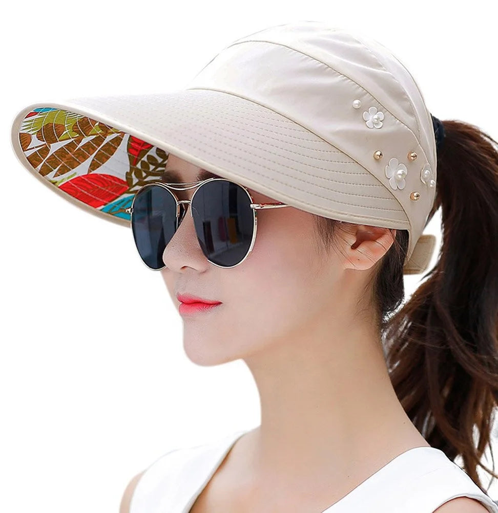 Hot Sale Wide Brim Floppy Sun Hat for Women UV Protection Sports Cap Common Fabric Beach Summer Model Number Caps