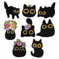 Black Cats Enamel Pins Custom Big Eyes Kitten Brooches Lapel Badges Floral Animal Cartoon Funny Jewelry Gift for Friends