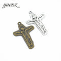YuenZ Antique Silver Color Cross Charms Plated Pendants Jewelry Making DIY Handmade Craft 34*24mm T40