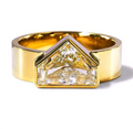 Women Men's Wedding Jewelry 925 Sterling Silver 18K Gold Plated Modified Shield Step Cut Zircon Rings Bezel Setting Inlay
