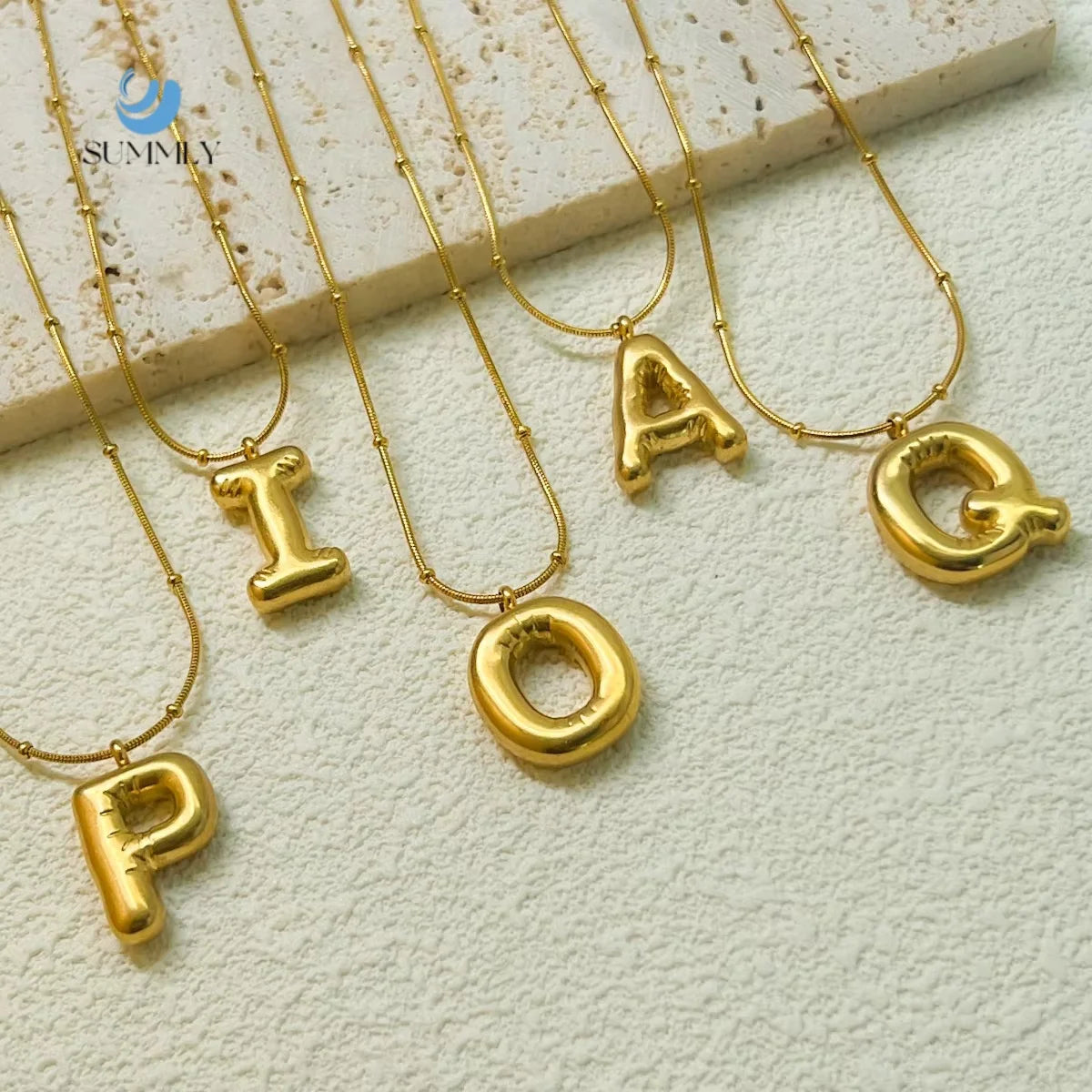 SUMMLY Trend Wholesale Simple 18K Gold Plated Stainless Steel Letter Pendant Necklace Fashion Jewelry