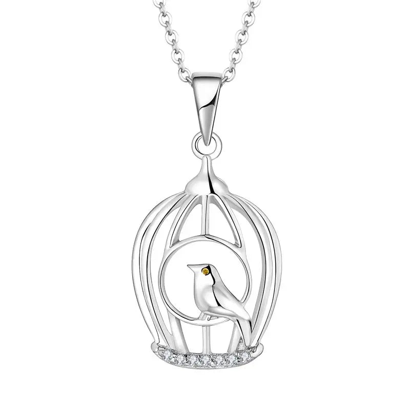 Wholesale Jewelry Manufacturer 925 Sterling Silver Rhodium Plated Bird Cage Pendant