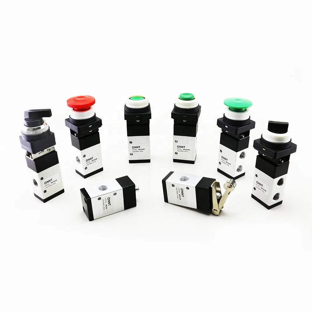 MV322 MV522 Series 3/2 5/2 Way Pneumatic Mechanical Flow Control Push Button Air Release Switch Valve for Air Gas Oil
