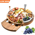 European Style Wooden Cheese Board and Knife Set Cheese Platter Tray Round Acacia Wood Cheese Board Wood Charcuterie Board