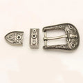 Factory Sale 30mm Zinc Alloy Horn Buckles with Loop  3 Piece Western Belt Buckle Set
