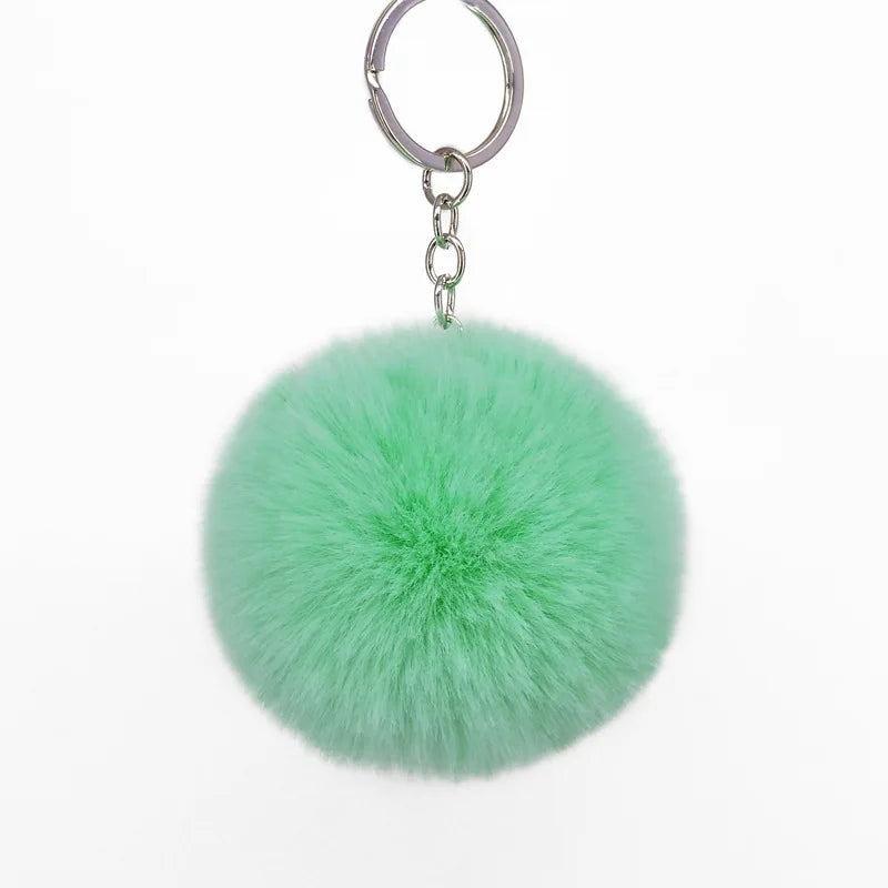 High Quality Small Cute 6cm Faux Fur Pom Poms Ball Key Ring Chains Low Price Fake Fur Key Decoration for Girls Limited MOQ