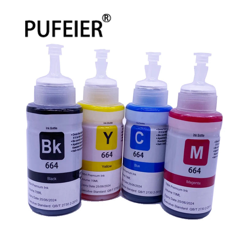 70ML T664 664 Refill Dye Ink Kit for Epson L301 L303 L310 L313 L351 L353 L358 L360 L363 L365 L455 L558 L585 L1300 Printer Ink