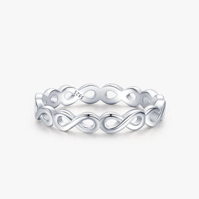 Ailmay Authentic 925 Sterling Silver Forever Infinite Love Finger Ring for Women Simple Design Ring Statement Jewelry Party Gift