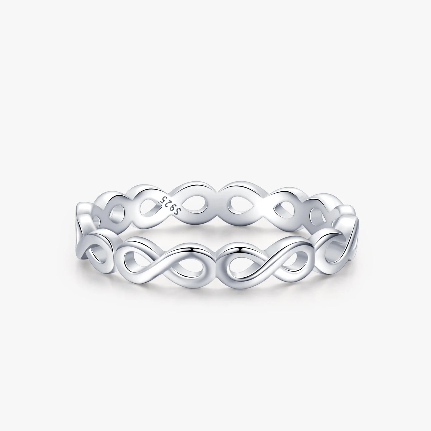 Ailmay Authentic 925 Sterling Silver Forever Infinite Love Finger Ring for Women Simple Design Ring Statement Jewelry Party Gift