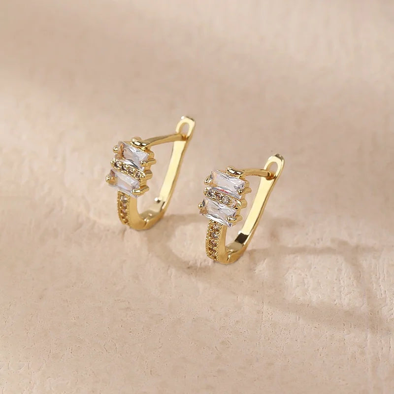 Oro Elegant 18K Laminated Gold Plated Brass Huggies Hoop Earrings With Cubic Zirconia for Wholesale Earrings Women