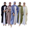 Loriya New Islamic Traditional Clothing Kaftan Open Abaya Shinny Muslim Women Abaya Dress Casual Everyday Abaya