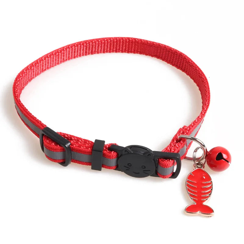 Reflective Dog Collar With Bell Adjustable Size Puppy Neck Strap Belt Suitable for Cat and Small Doggie Necklace Pet Supplies