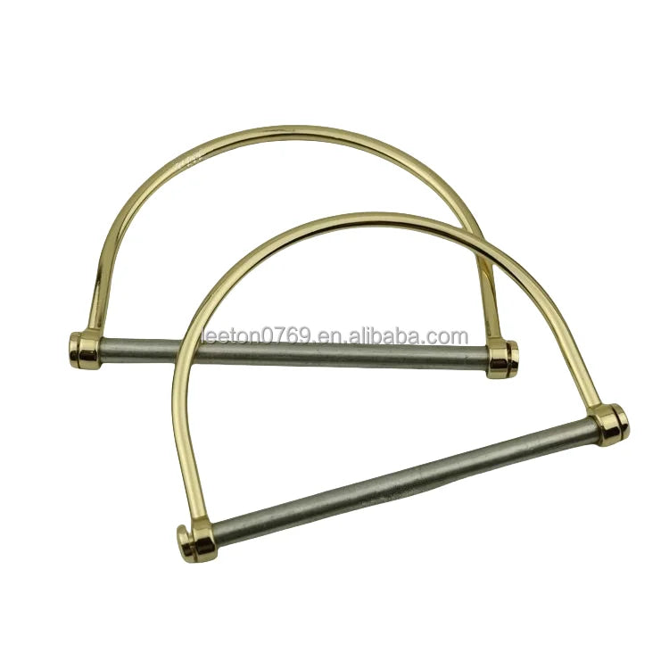Stock Supply Bag Accessories Good Quality Shiny Gold Metal Leather Bag Handle