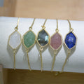 Wholesale Fashion Adjustable Bracelet Hexagon Stone Connector Natural Labradorite Energy Healing Crystal Box Chain Bracelet