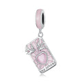 Pink Tarot Cards Lovers Charm Love Bird Fashion 925 Sterling Silver Bead Pendant Fit Women Bracelet Jewelry Making SCC2263