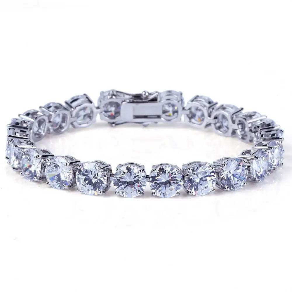 Good Quality Charm Plated Sterling Silver Gold Round Cut Cubic Zirconia Tennis Bracelets Hip Hop Tennis Chain Bracelet