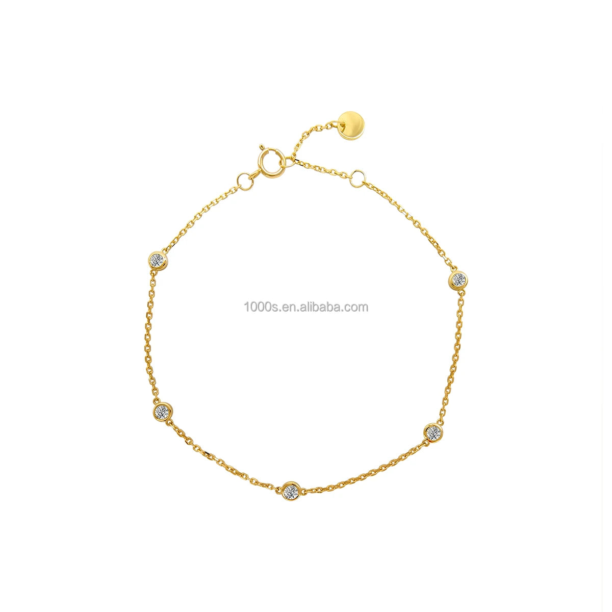 Fine Women's 14K Gold Bezel Setting Classic D VVS Moissanite Strand Bracelet for Wedding Engagement