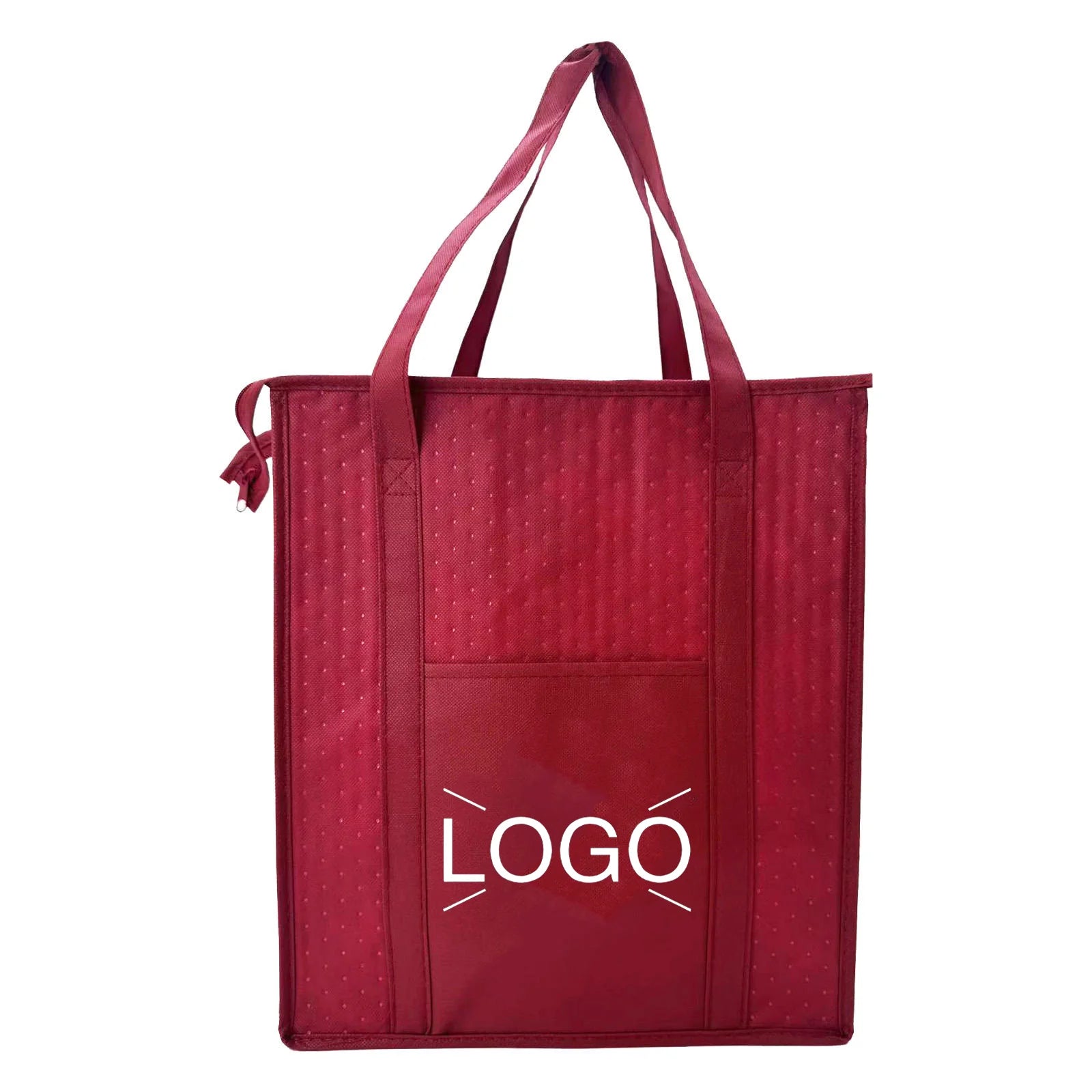 Customizable 20L Insulated Lunch Cooler Bag Foldable Thermal Nonwoven Printed Zipper for Grocery Shopping Travel Packing Hand