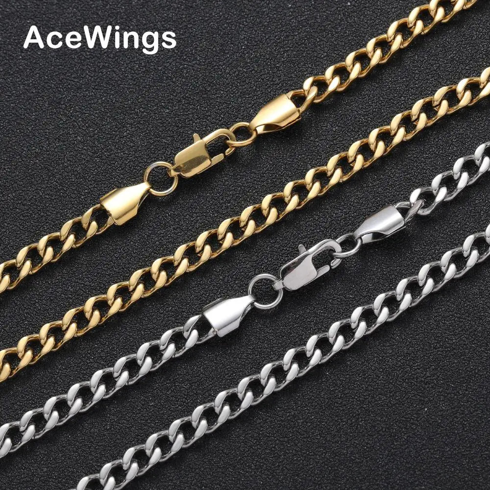 SC022   5mm 16" 18" 20" 22" 24" 30" Stainless Steel  Chain  Hip Hop Chain Necklace