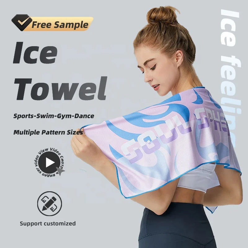 Super Absorbent Quick Drying Soft Breathable Recycled Plastic Yoga Sport Running Gym Workout Fitness Polyester Cold Towel