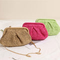 Women's Straw Clutch Purse Cloud Pouch Straw Crossbody Shoulder Bag Handbag Woven Bag for Summer Beach