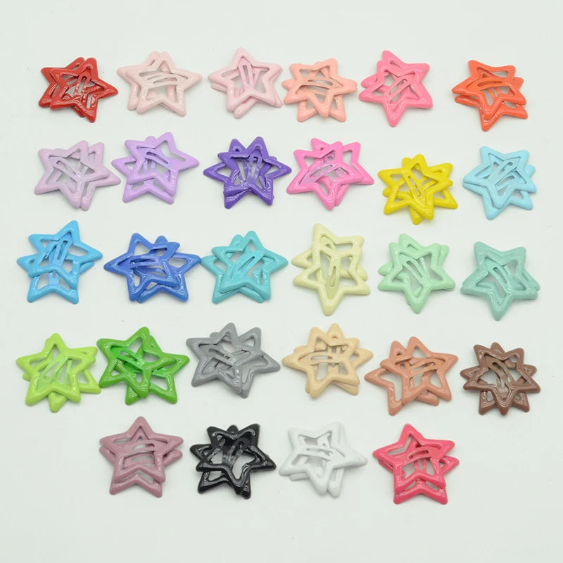 3cm 28-Color Enamel Star Hair Clips for Girls Sweet Iron BB HairPins Hairgrip for DIY Kids Boutique Hair Accessories Decoration