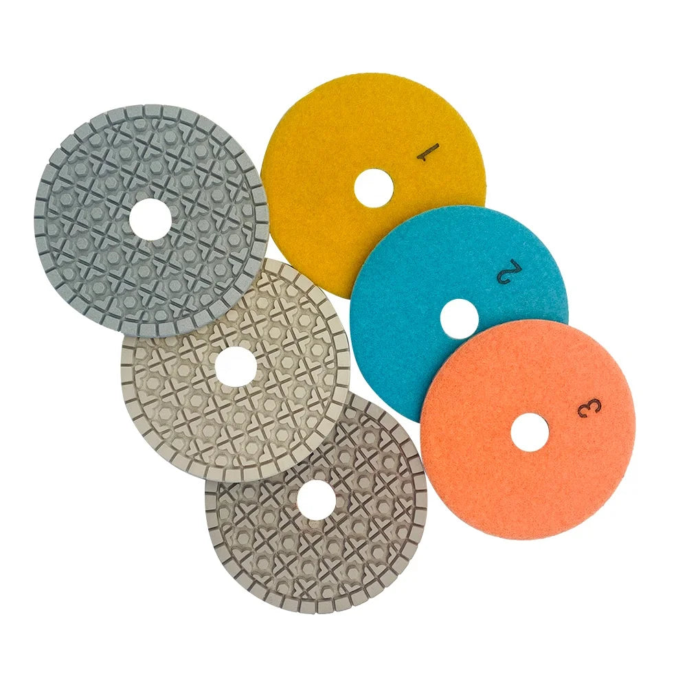 TRUE SHINE 4 Inch New3 Steps Wet Diamond Polishing Disc or Pads for Granite and Marble