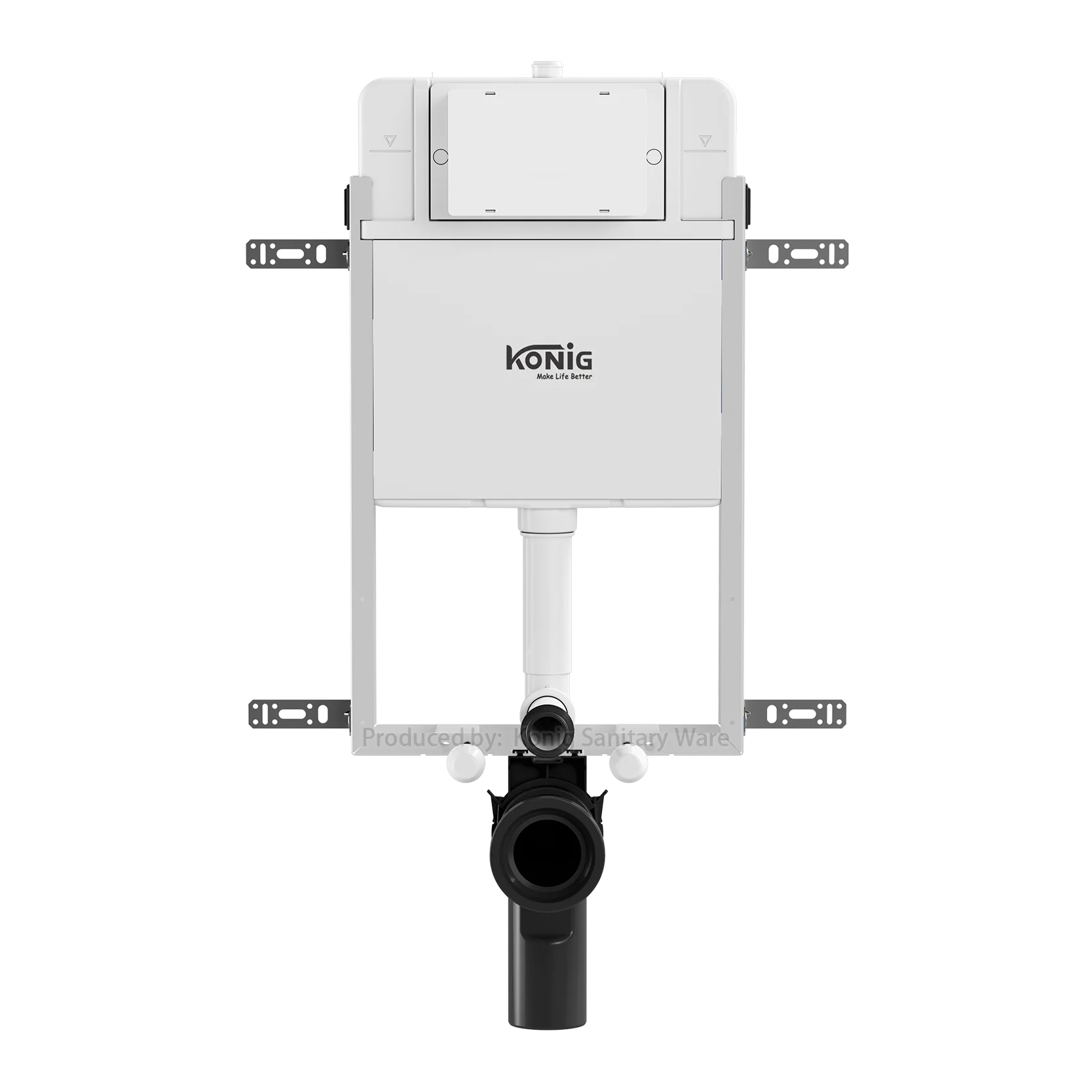Suspended Vase Half Frame Cistern Fit Upper Flushing Plate (White and Silver)