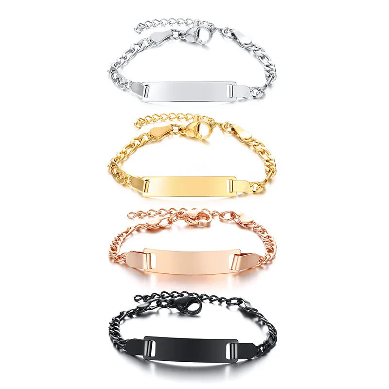 MOQ 1pcs Custom Kids Gold Bracelet Children's Day Gift Classic Geometric 14k 18k Stainless Steel Figaro Bracelet Kids Bracelet