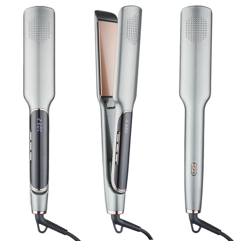 Professional Hair Styler High-Temperature Keratin Treatment Flat Iron Hair Curler Dual Voltage LCD Display Electric Power Source