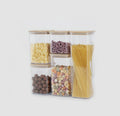 Multi-Size 5 Pcs Set  Airtight Jar Stackable Plastic Square Airtight Food Container with Bamboo Lid
