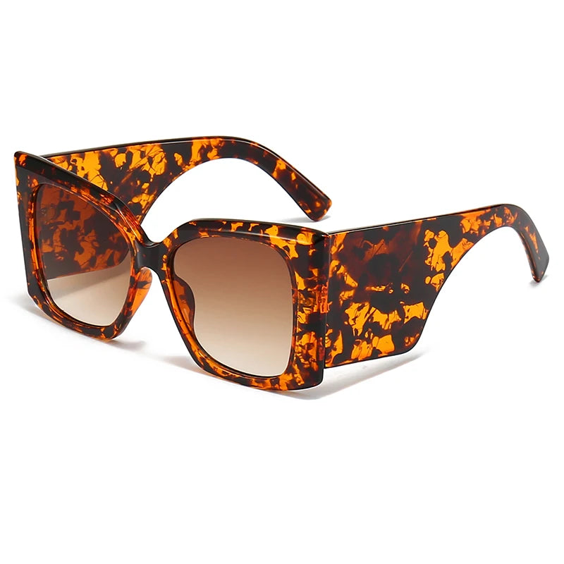 ADE WU STY19113 Vintage Cat Eye Oversized Square Sunglasses Women Wide Leg Thick Frame Shades Eyewear  Sun Glasses Female UV400