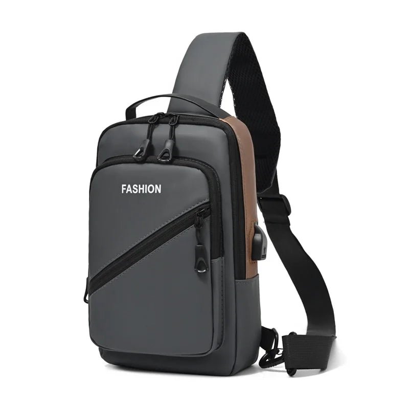 High-End Men's Single Shoulder Chest Bag Waterproof Multi-Functional Outdoor Casual Style Zipper Fashionable Wholesale Product