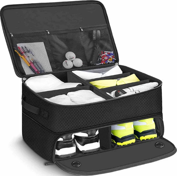 Unisex 2-Layer Polyester Car Golf Locker Organizer Custom Logo Printed Waterproof 36-57L Zipper Closure Casual Sports Backpack