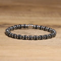 Bohemian Natural Lava Stone Bracelet for Men Women Hematite Beaded Adjustable Elastic Beaded Bracelet Unisex