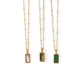 Vintage Square Stainless Steel 18k PVD Gold Plated Necklace Malachite Shell Pendant Necklace for Women