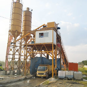 Large Capacity Fully Automatic Stationary Hzs90 Concrete Batching Plant With Cement Silo 50 Ton-200 Ton