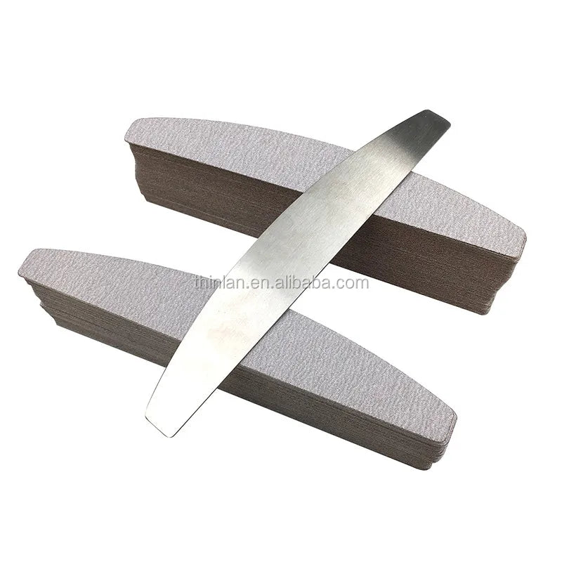 Manufacturer Top Quality Replaceable Professional Zebra Metal Nail File Half Moon 100/180 Gray Crescent File
