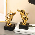 Luxury Gold Blowing Bear Ceramic Figurine Farshchian Art Porcelain Ornament for Home Luxury Decor for Souvenirs Home Decor