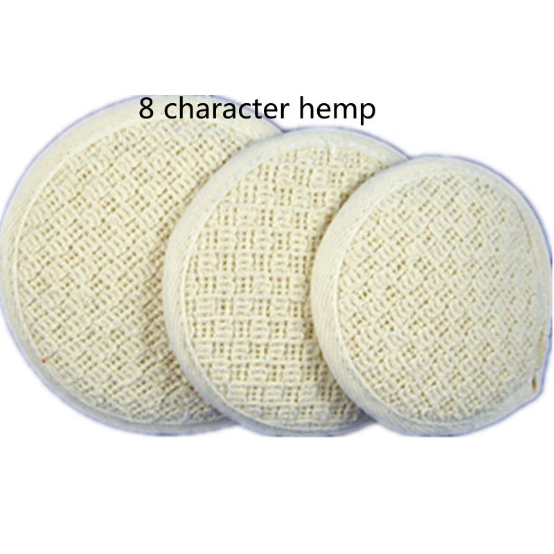 Round Loofah Point Hemp Cotton Hemp Sisal Ramie Face Wash Natural Exfoliating Cotton Hemp Sponge Scrub Pad