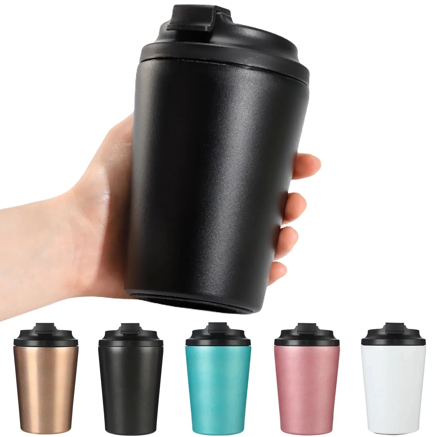 Madou Free Personalized logo 12oz Powder Coated Travel Thermo Mug Vacuum12oz Coffee Stainless Steel Tumbler