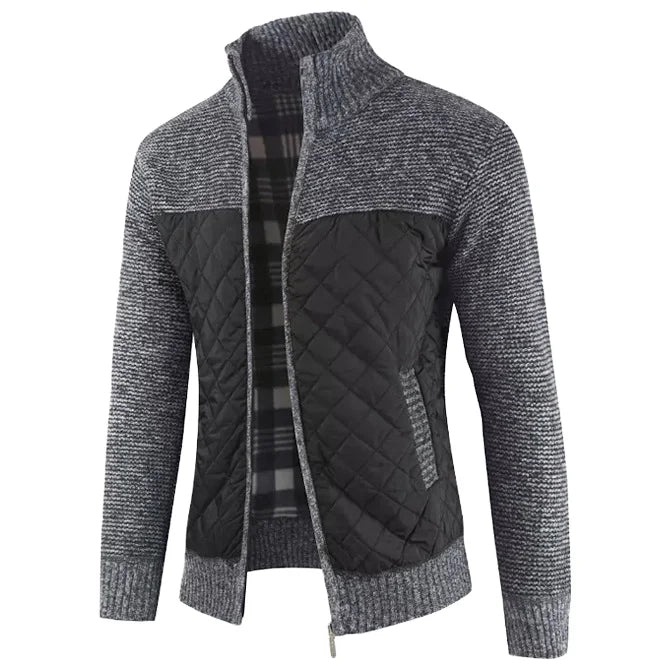 Men's Simple Solid Patchwork Winter Warm Cardigan Sweater Fashion Casual Knitwear Zipper Closure ODM Thin Weaving Autumn Season