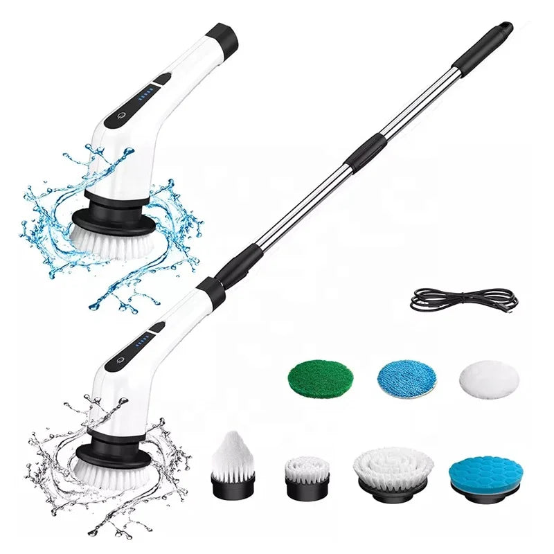 Portable Rechargeable Telescopic Extended Car Home Kitchen Bathroom Toilet Electric Scrubber Cleaning Brushes