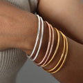 Aretas Women 2023 New Arrivals Summer Gold Plated Jewelry Rose Gold Stainless Steel Minimalist 18k Round Circle Bangles
