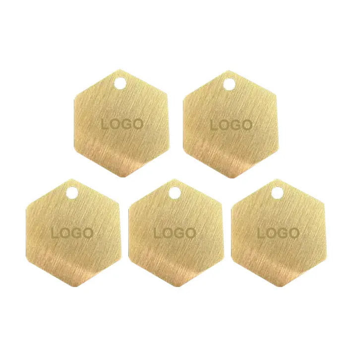 High Quality Pendant Accessories Laser Engraved Business Logo Golden Blank Brass Metal Customized Pet Tags for Engraving