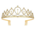 Sweet Elegant Birthday Party Tiara Crown Diamond Alloy Queen Hair Accessories Jewelry Crown Headband for Girl
