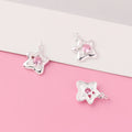 Fashion 925 Sterling Silver Pink Zircon Star Charm Pendant for Bracelet Necklace Making Accessories