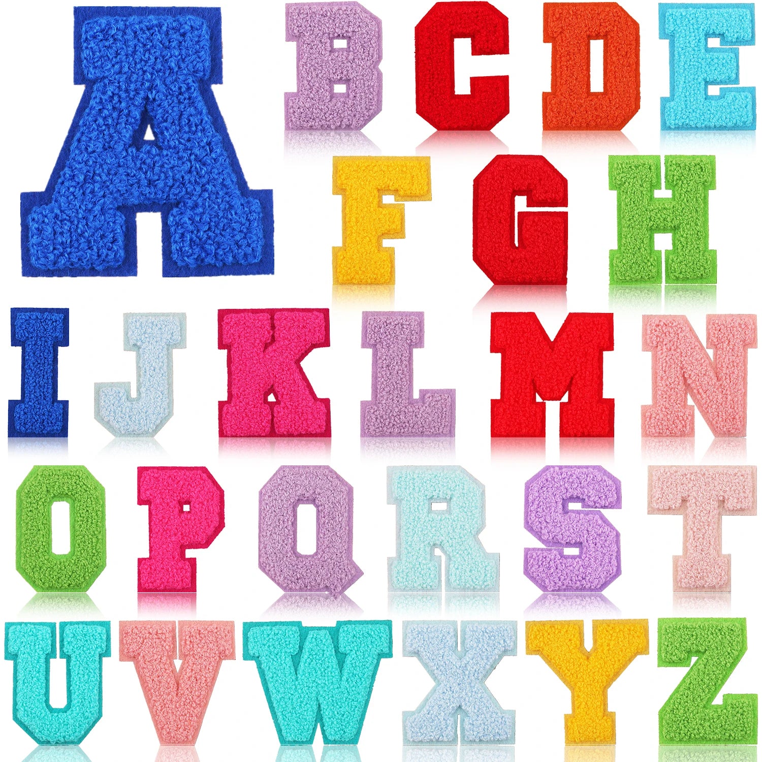 Handmade Alphabet Patches Chenille Embroidery Letters a to Z Custom Iron-on Twill Patch for DIY Clothes Decoration