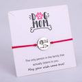 Manufacturer Stainless Steel Dog Cat Mom Lover Paw Print Charm Black pink Rope Cord Bracelet